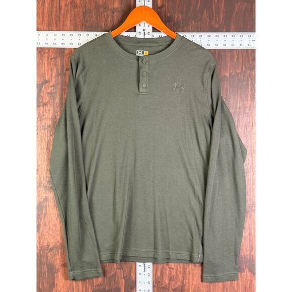 Under Armour Coldgear Loose Expanse Henley Hunting Fishing Green Mens Large EUC - Picture 2 of 10
